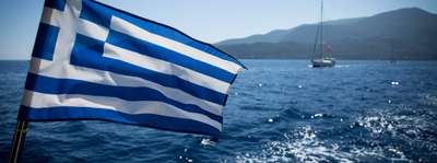 Griechische Flagge Segelboot Navigation